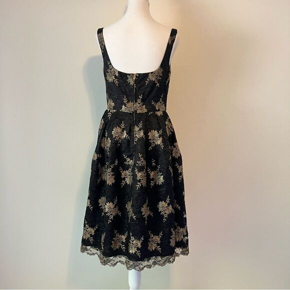 JILL STUART Floral Jacquard A-line Mini Dress NEW Size 6 Black & Gold - Picture 5 of 8